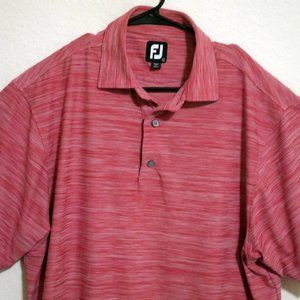 FootJoy Mens Short Sleeve Golf Polo Shirt Large Red With White Lines